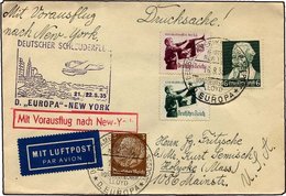 KATAPULTPOST 207b BRIEF, 21.8.1935, Europa - New York, Seepostaufgabe, Drucksache, Pracht - Lettres & Documents