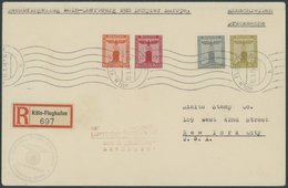 KATAPULTPOST 12.5.1938, Mit Luftpost Zum Dampfer Europa Befördert, Nachbringeflug Köln-Cherbourg, Einschreib-Dienstbrief - Lettres & Documents