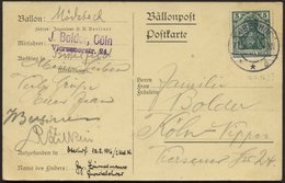 BALLON-FAHRTEN 1897-1916 13.2.1916, Berliner Verein Für Luftschiffahrt, Abwurf Vom Ballon MÖDEBECK, Postaufgabe In Oberh - Fesselballons