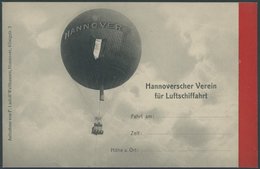BALLON-FAHRTEN 1897-1916 1912/4, Hannoverscher Verein Für Luftschiffahrt, Blanko Ballonpostkarte Hannover, Pracht - Airships