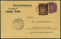 LUFTPOST-GANZSACHEN LPP 81-013 BRIEF, 30.6.1923, 25 Mark Braun Neben 20 Mark Lila Drucksache, Leipzig - Berlin, Prachtka - Vliegtuigen