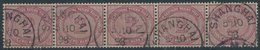 DP CHINA V 37e O, 1898, 2 M. Dunkelrotkarmin Im Waagerechten Fünferstreifen Stempel SHANGHAI, Pracht, Gepr. Steuer - Cina (uffici)