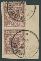 DP CHINA V 50c Paar BrfStk, 1894, 50 Pf. Mittelbraunrot Im Senkrechten Paar Auf Briefstück, Stempel SHANGHAI, Feinst, Ge - Deutsche Post In China