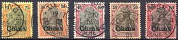 DP CHINA 19-23 O, 1901, 25 - 80 Pf. Reichspost, 5 Prachtwerte, Mi. 74.- - Deutsche Post In China