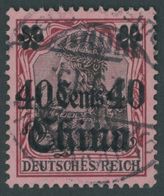 DP CHINA 43I O, 1910, 40 C. Auf 80 Pf., Mit Wz., Friedensdruck, Pracht, Mi. 65.- - China (offices)