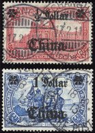 DP CHINA 44IAI,45IAII O, 1906/7, 1/2 D. Auf 1 M. Und 1 D. Auf 2 M., Mit Wz., Friedensdruck, 2 Werte üblich Gezähnt Prach - China (offices)