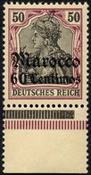 DP IN MAROKKO 28 **, 1905, 60 C. Auf 50 Pf., Ohne Wz., Postfrisch, Pracht, Mi. 70.- - Morocco (offices)