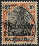 DP IN MAROKKO 39 O, 1908, 35 C. Auf 30 Pf., Mit Wz., Stempel FES (KK), Pracht - Deutsche Post In Marokko