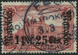 DP IN MAROKKO 55IA O, 1911, 1 P. 25 C. Auf 1 M., Friedensdruck, Stempel FES, Pracht, Mi. (80.-) - Marokko (kantoren)