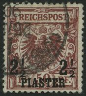 DP TÜRKEI 10ba O, 1899, 21/2 PIA. Auf 50 Pf. Lilabraun, Feinst (Bugspur), Gepr. Jäschke-L., Mi. 150.- - Deutsche Post In Der Türkei