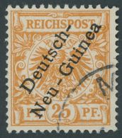 DEUTSCH-NEUGUINEA 5XIII O, 1897, 25 Pf. Gelblichorange Mit Aufdruckfehler Zweites E In Neu-Guinea Offen, Pracht, Mi. 265 - Deutsch-Neuguinea