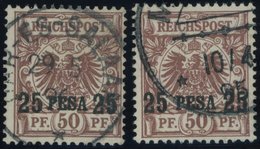 DEUTSCH-OSTAFRIKA 5I,II O, 1893, 25 P. Auf 50 Pf. Braun, Beide Typen, 2 Prachtwerte, Mi. 85.- - Deutsch-Ostafrika