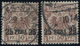 DEUTSCH-OSTAFRIKA 5I,II O, 1893, 25 P. Auf 50 Pf. Braun, Beide Typen, 2 Prachtwerte, Mi. 85.- - Africa Orientale Tedesca