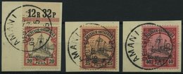 DEUTSCH-OSTAFRIKA 16-18 BrfStk, 1901, 20 - 40 Pf. Kaiseryacht, Stempel AMANI, 3 Prachtbriefstücke - Africa Orientale Tedesca