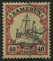 KAMERUN 13II O, 1900, 40 Pf. Karmin/schwarz Mit Abart Punkt In Der Schiffs-Seitenlinie Unterhalb Des Hinteren Schornstei - Cameroun