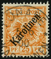 KAROLINEN 5I O, 1899, 25 Pf. Diagonaler Aufdruck, Zentrischer Stempel PONAPE, Pracht, R!, Gepr. W. Engel Und Fotoattest  - Carolines