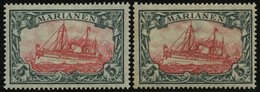 MARIANEN 21A/B *, 1916, 5 M., Mit Wz., Beide Zähnungen, Falzrest, 2 Prachtwerte, Mi. 90.- - Mariana Islands