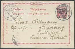 MSP BIS 1914 MSP P 1 BRIEF, 17 (S.M.S. CHARLOTTE AMALIA), 10.1.98, 10 Pf. MSP-Ganzsachenkarte Nach Bernburg, Pracht - Maritime