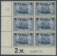 LANDESPOST IN BELGIEN 24IIA **, 1916, 2 F. 50 C. Auf 2 M., Type II, Gezähnt A, Im Sechserblock Aus Der Linken Unteren Bo - Occupation 1914-18