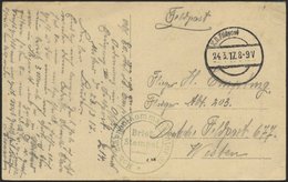 DT. FP IM BALTIKUM 1914/18 Feldpoststation Nr. 214, 24.3.17, Mit Ausgestanztem Stempel K.D. FELDPOST Auf Farbiger Ansich - Lettland