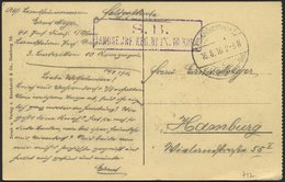 DT. FP IM BALTIKUM 1914/18 K.D. FELDPOSTEXPED. D. 41. INFANTERIE-DIV. C, 16.8.16, Auf Ansichtskarte (Livländische Schwei - Letland