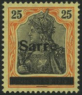 SAARGEBIET 9bIII *, 1920, 25 Pf. Gelborange/schwarz Auf Gelbweiß, Type III, Pracht, Gepr. Braun, Mi. 75.- - Other & Unclassified