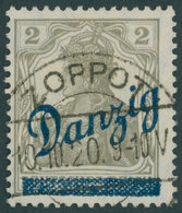 FREIE STADT DANZIG 32 O, 1920, 2 Pf. Kleiner Innendienst, Stempel ZOPPOT, Pracht, Gepr. Kniep, Mi. 240.- - Altri & Non Classificati