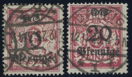 FREIE STADT DANZIG 182/3I O, 1923, 10 Pf. Auf 50 M. Und 20 Pf. Auf 100 M. Lilarot Mit Aufdruckfehler P Von Pfennige Ohne - Altri & Non Classificati