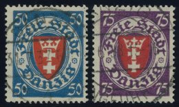 FREIE STADT DANZIG 200/1yba O, 1924, 50 Pf. Kobaltblau/zinnoberrot Auf Mattchromgelb Und 75 Pf. Braunviolett/zinnoberrot - Autres & Non Classés