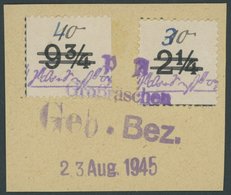 GROSSRÄSCHEN-VORLÄUFER V 7,V 23 BrfStk, 1945, 10 Pf. Uhrzeitklebezettel Und 8 Pf. Rot, Prachtbriefstück, Mi. 800.- - Postes Privées & Locales