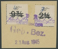 GROSSRÄSCHEN-VORLÄUFER V 7,V 23 BrfStk, 1945, 10 Pf. Uhrzeitklebezettel Und 8 Pf. Rot, Prachtbriefstück, Mi. 800.- - Private & Local Mails