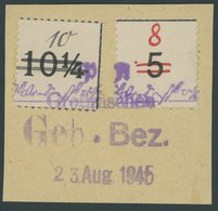 GROSSRÄSCHEN-VORLÄUFER V 9I,V 27 BrfStk, 1945, 30 Pf. Uhrzeitklebezettel Mit Abart Wertangabe 10 Verbessert In 30 Und 40 - Privatpost