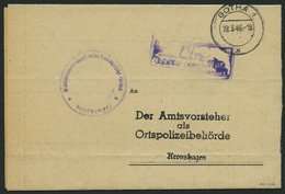 ALL. BES. GEBÜHR BEZAHLT GOTHA, 19.3.46, Violetter R2 Rpf/Gebühr Bezahlt, Ausgefüllt Mit 24, Behördenbrief, Feinst - Altri & Non Classificati