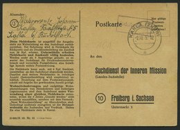 ALL. BES. GEBÜHR BEZAHLT KAHLA (THÜR), 2.10.45, Violetter R1 Gebühr Bezahlt, Suchdienstkarte, Pracht - Other & Unclassified