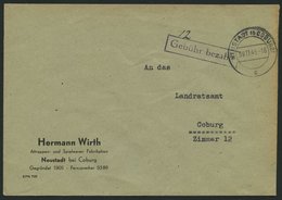 ALL. BES. GEBÜHR BEZAHLT NEUSTADT COBURG, 09.11.45, Violetter R1 Gebühr Bezahlt, Prachtbrief - Other & Unclassified