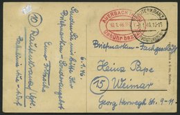 ALL. BES. GEBÜHR BEZAHLT RAUTENKRANZ (VOIGTLAND), 9.1.46, Roter Ellipsenstempel AUERBACH (VOIGT) Gebühr Bezahlt, Ansicht - Other & Unclassified