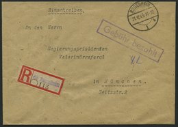 ALL. BES. GEBÜHR BEZAHLT ROSENHEIM, 21.12.45, Violetter R1 Gebühr Bezahlt, Einschreibbrief, Pracht - Autres & Non Classés