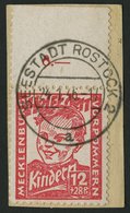 MECKLENBURG-VORPOMMERN 28a BrfStk, 1945, 12 Pf. Rosarot Kinderhilfe, Randstück, Prachtbriefstück, Gepr. Kramp, Mi. (60.- - Altri & Non Classificati