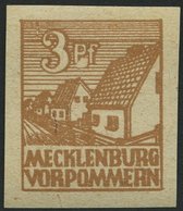 MECKLENBURG-VORPOMMERN 29xaII *, 1946, 3 Pf. Lebhaftorangebraun Mit Abart Weißer Fleck Zwischen P Und F (Feld 88), Falzr - Other & Unclassified