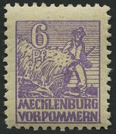 MECKLENBURG-VORPOMMERN 33ye **, 1946, 6 Pf. Grauviolett, Graues Papier, Mit Rückseitigem Abklatsch, Pracht, Gepr. Kramp, - Otros & Sin Clasificación