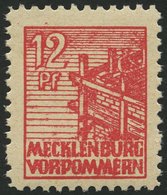 MECKLENBURG-VORPOMMERN 36zb **, 1946, 12 Pf. Rot, Dünnes Papier, Pracht, Gepr. Kramp, Mi. 110.- - Altri & Non Classificati