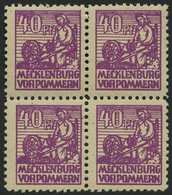 MECKLENBURG-VORPOMMERN 40yb VB **, 1946, 40 Pf. Violettpurpur Im Viererblock, Pracht, Gepr. Kramp, Mi. 400.- - Autres & Non Classés