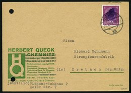 SÄCHSISCHE SCHWÄRZUNGEN AP 785bI BRIEF, CHEMNITZ 16, 6 Pf. Auf Postkarte, Gelocht Sonst Pracht, Gepr. Sturm - Other & Unclassified