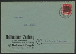 SÄCHSISCHE SCHWÄRZUNGEN AP 827I BRIEF, THALHEIM (ERZGEBIRGE), 12 Pf. Rot Auf Brief, Pracht - Other & Unclassified