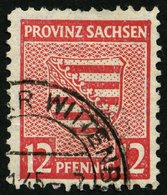 PROVINZ SACHSEN 71XA O, 1945, 12 Pf. Dunkelrosarot, Vierseitig Gezähnt, Feinst (kleine Zahnfehler), Gepr. Schulz, Mi. 10 - Andere & Zonder Classificatie