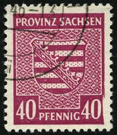 PROVINZ SACHSEN 84YcII O, 1945, 40 Pf. Dunkelbräunlichlila, Wz. 1Y, Mit Abart Bildrand Rechts Unten Beschädigt, Pracht,  - Altri & Non Classificati