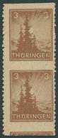 THÜRINGEN 92AXavUw **, 1945, 3 Pf. Orangebraun, Waagerecht Ungezähnt Im Senkrechten Paar, Obere Marke Falzrest, Untere P - Andere & Zonder Classificatie