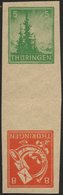 THÜRINGEN 94/6SKZU **, 1945, 5 Pf. Gelblichgrün Und 8 Pf. Rotorange Im Senkrechten Kehrdruckpaar Mit Zwischensteg, Ungez - Sonstige & Ohne Zuordnung