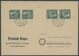 THÜRINGEN 95A SKZ BRIEF, 1945, 6 Pf. Dunkelgrün Im Senkrechten Viererstreifen Mit Kehrdruckpaar Mit Zwischensteg Auf Bri - Other & Unclassified