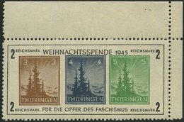 THÜRINGEN Bl. 1xb **, 1945, Block Antifa, Weißes Kartonpapier, Type II, Mi.Nr. 100 In Hellsiena, Aus Der Oberen Rechten  - Sonstige & Ohne Zuordnung